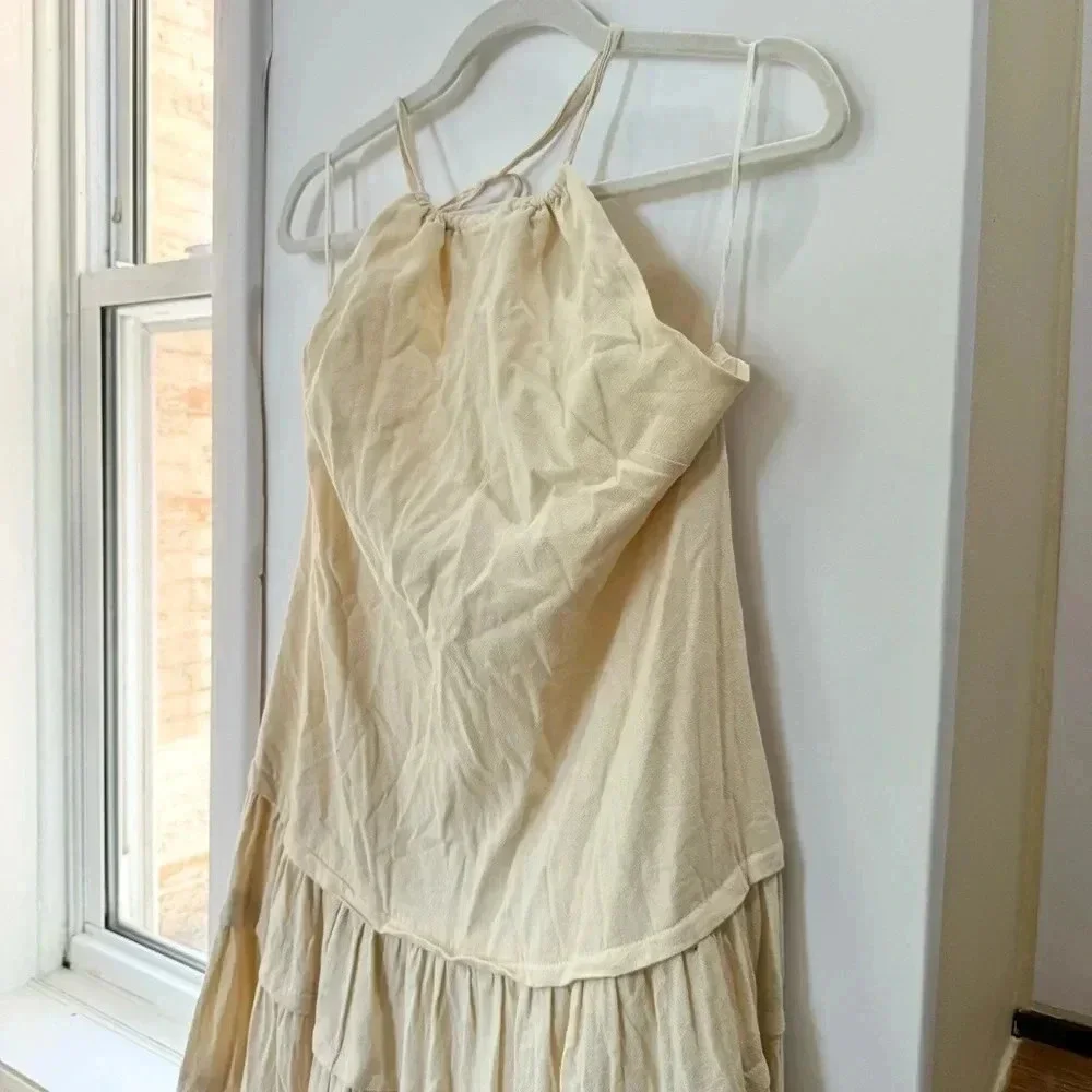 NWT Free People Somewhere Sunny Halter Maxi Dress White Swan Medium